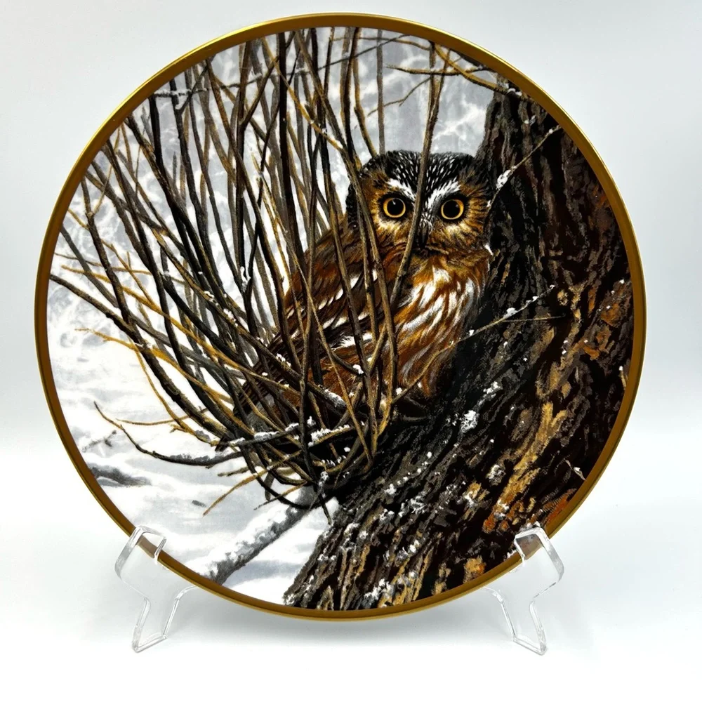 Spode Noble Owls of America Seerey-Lester Saw-whet Owl Art Decorative Plate LE